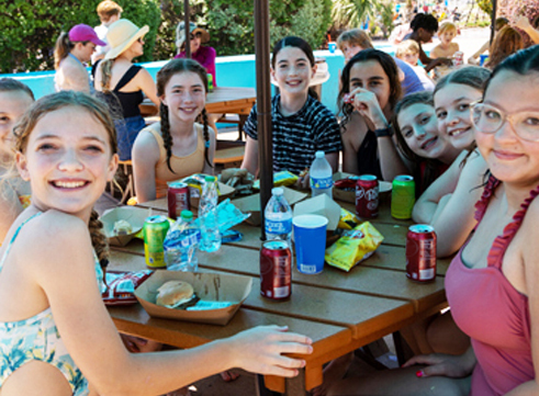Girls celebrating at birthday party