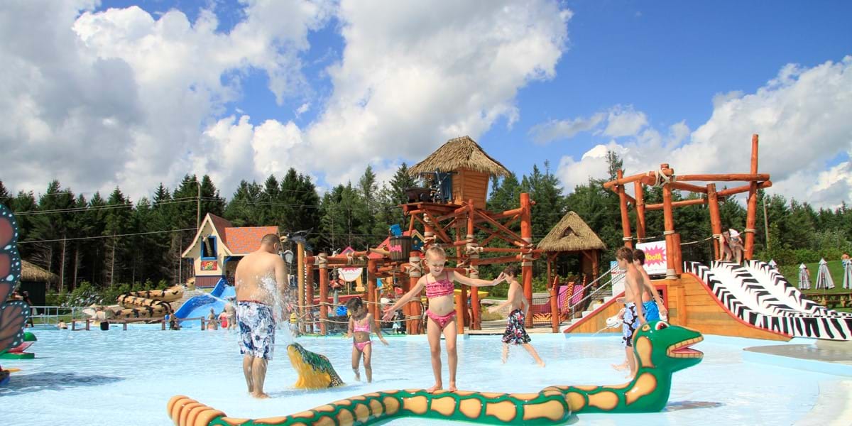 Family playing in children's area